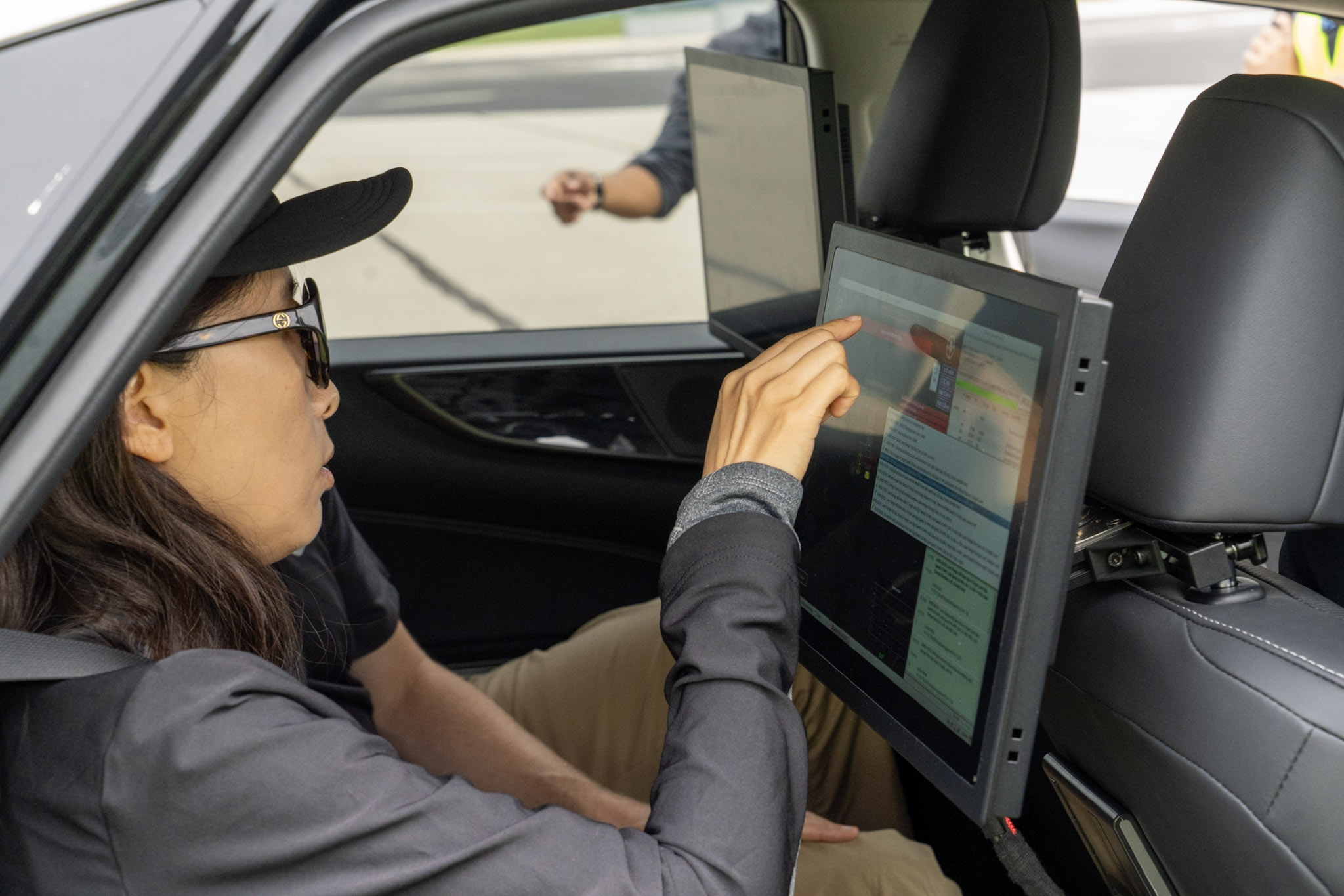 researcher in vehicle